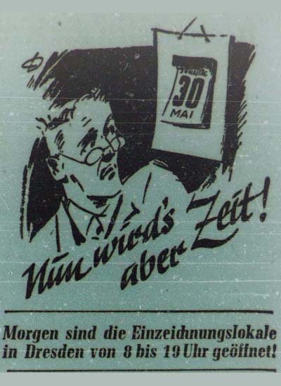 Nun wird´s aber Zeit! in der ´Sächsischen Zeitung´ vom 29. Mai 1948