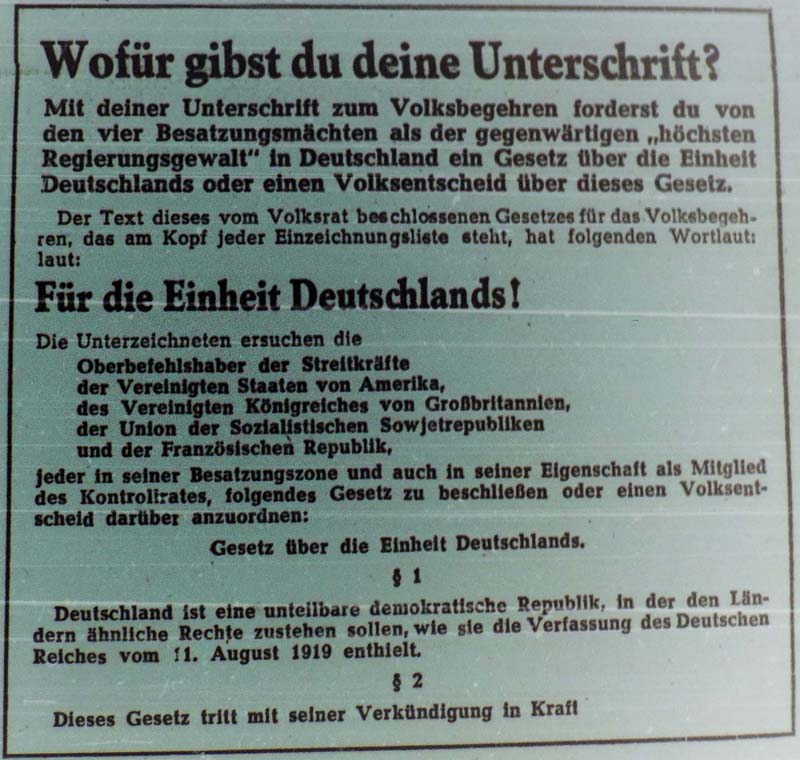 Wofür gibst du deine Unterschrift in der ´Sächsischen Zeitung´ vom 26. Mai 1948