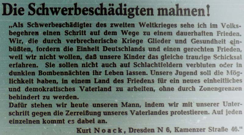 Die Schwerbeschädigten mahnen! in der ´Sächsischen Zeitung´ vom 26. Mai 1948