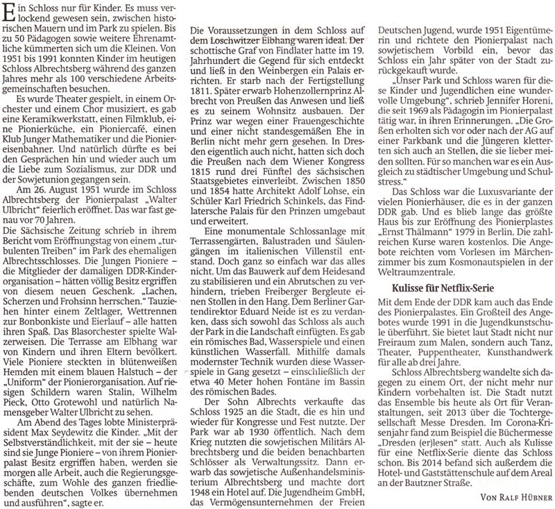 Artikel in der ´Sächsischen Zeitung´ vom 28. August 2021