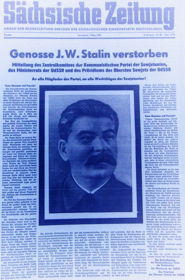 Genosse J. W. Stalin gestorben