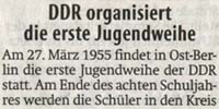 In der DDR findet am 27. März 1955 die erste Jugendweihe statt.