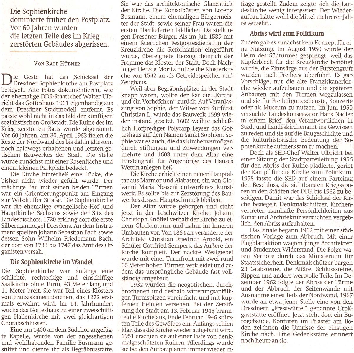 aus: ´Sächsische Zeitung´ vom 29. April 2023, Seite 19