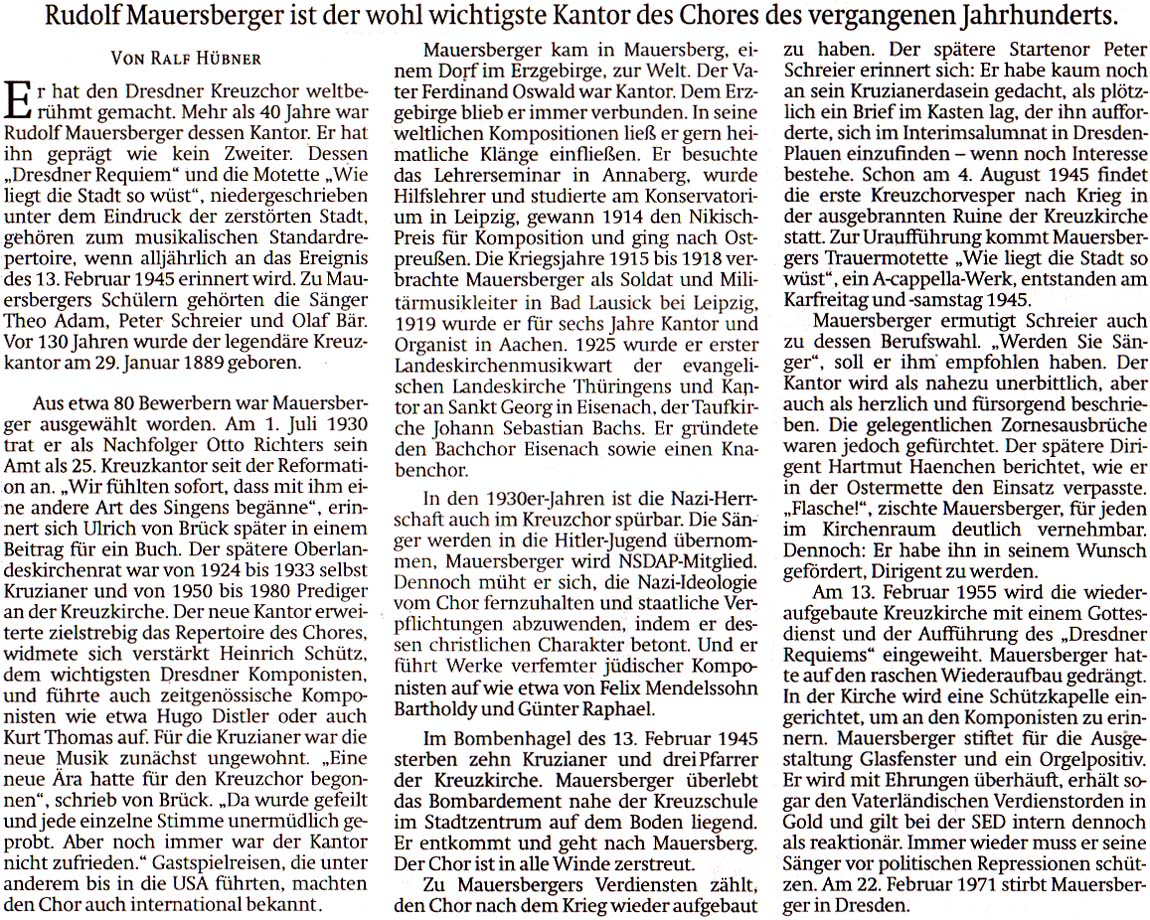 Artikel in der ´Sächsischen Zeitung´ vom 26. Januar 2019