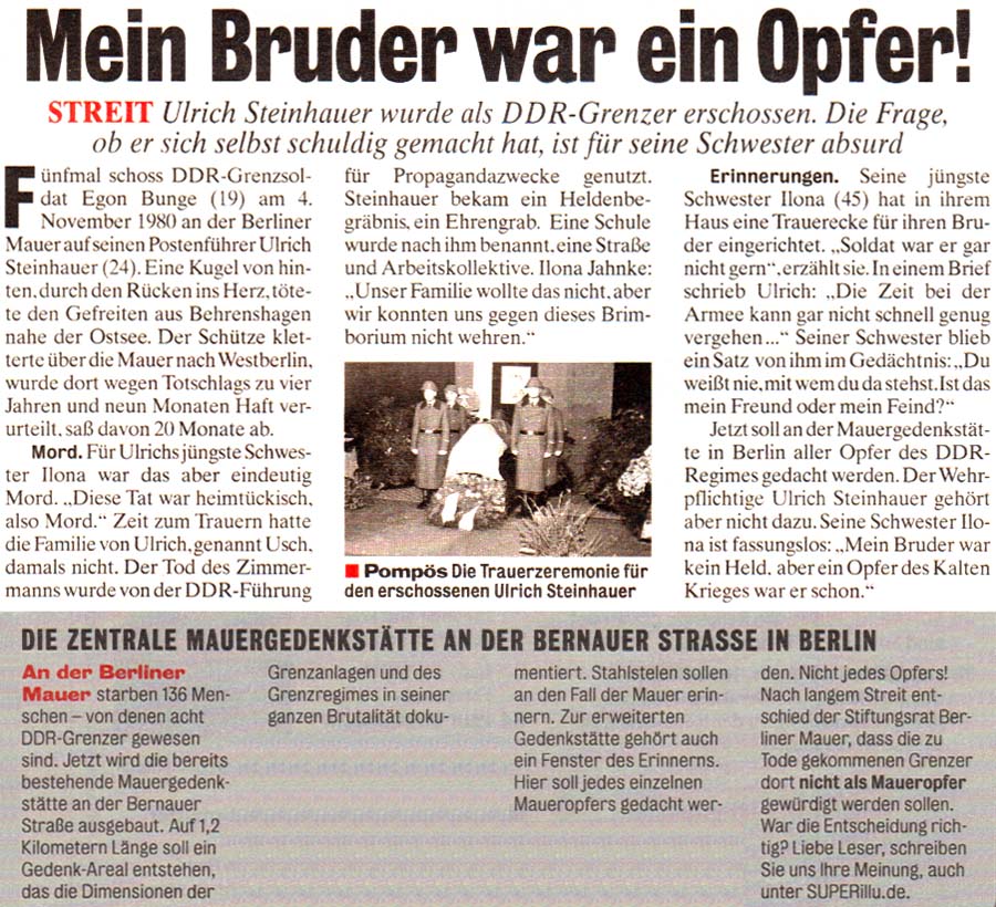 Artikel in der ´SuperIllu´, Nr. 32 von 2009