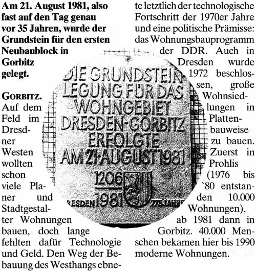 Artikel im ´Dresdner Wochenkurier´ vom 31. August 2016