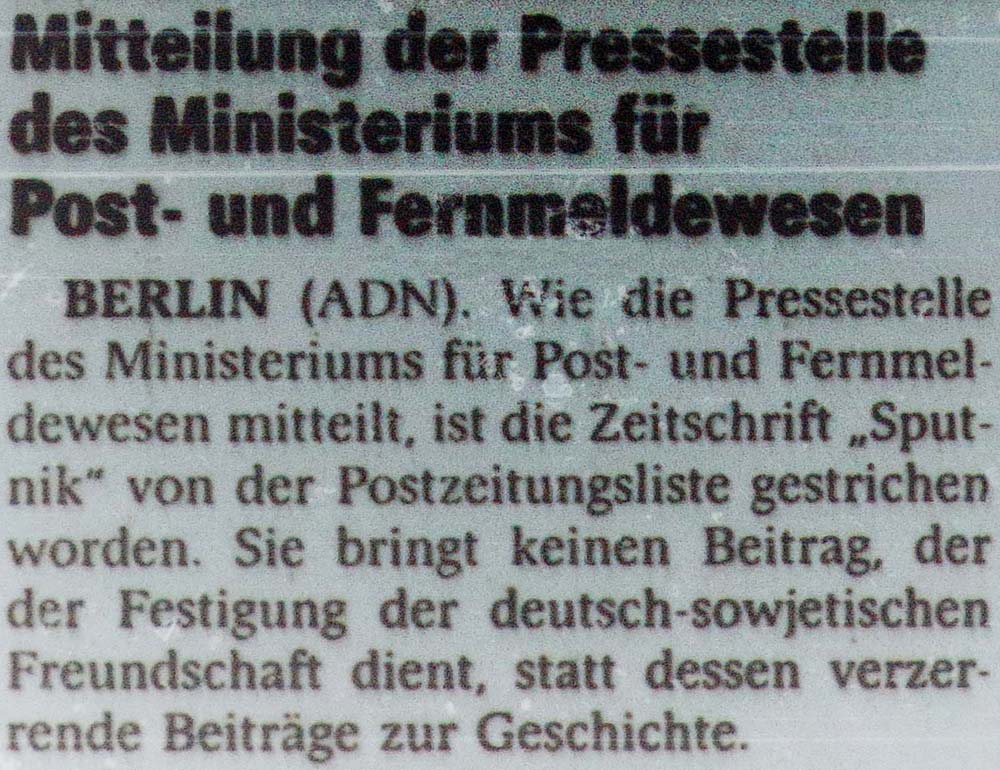 Meldung der ´Sächsischen Zeitung´ am 19.11.1988, Seite 2