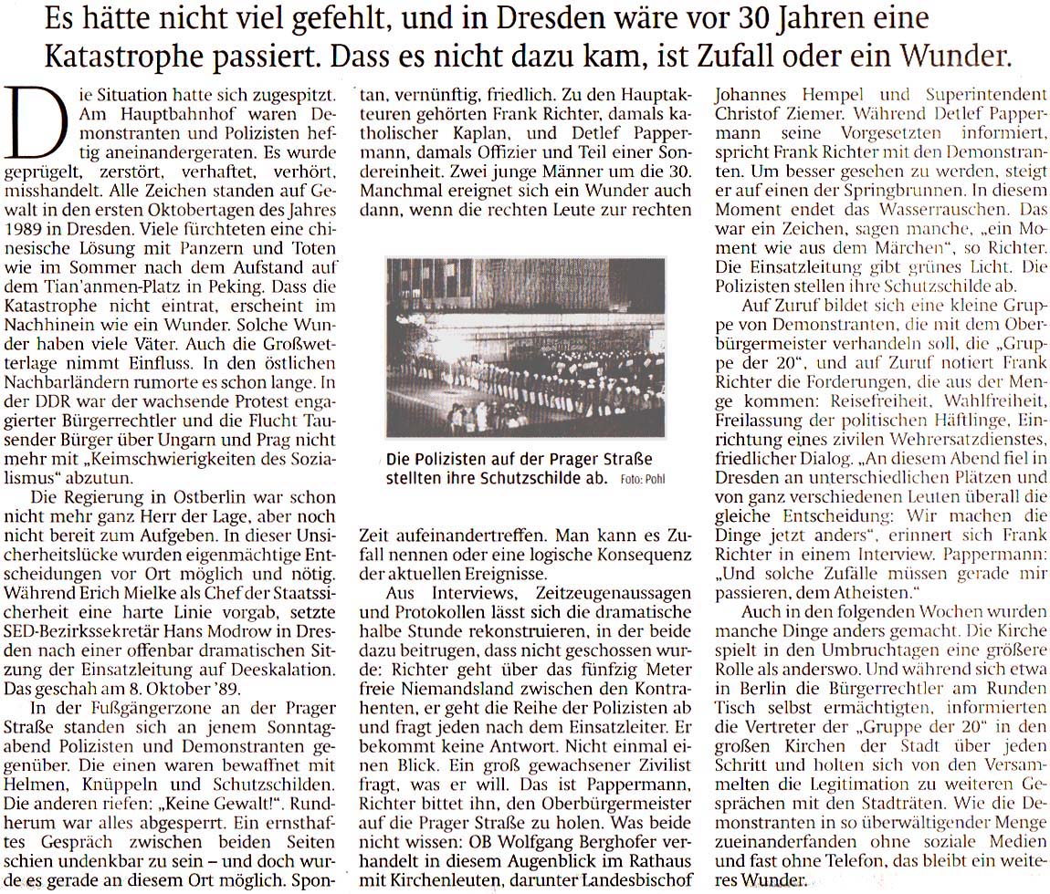 Artikel in der ´Sächsischen Zeitung´ vom 2.10.2019, Seite 2 oben