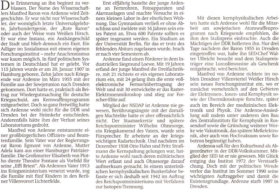 Artikel in der ´Sächsischen Zeitung´ vom 15. Januar 2022