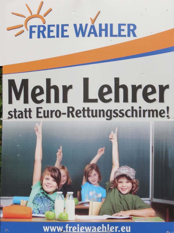 Freie Wähler - Mehr Lehrer statt Euro-Rettungsschirme!