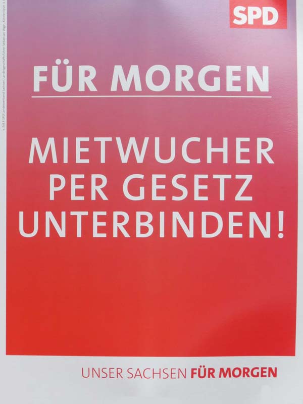 SPD - Für morgen! Mietwucher per Gesetz unterbinden!