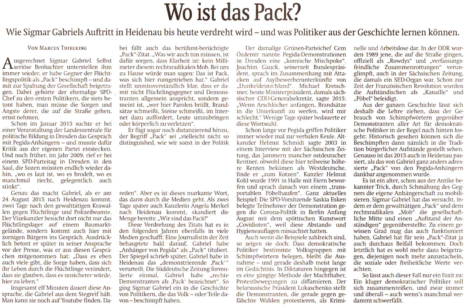 Artikel in der ´Sächsischen Zeitung´ vom 24. August 2020, Seite 19