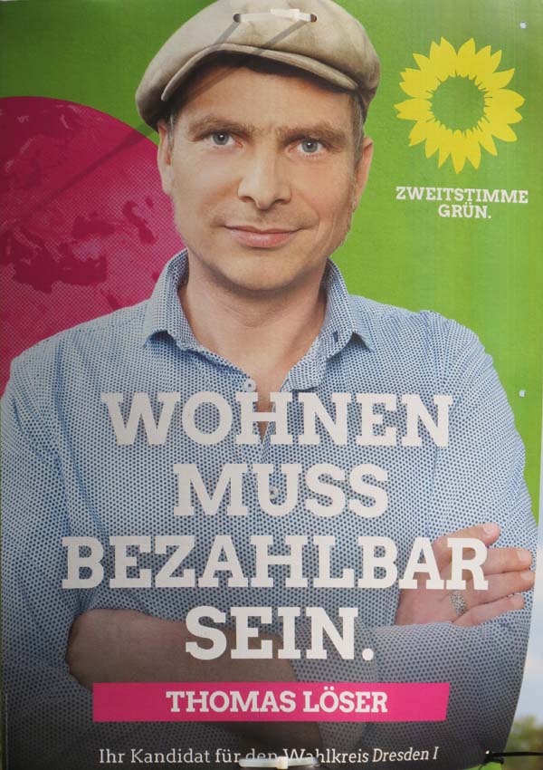 Grüne - Wohnen muss bezahlbar sein.