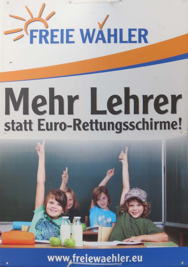 Freie Wähler - Mehr Lehrer statt Euro-Rettungsschirme!