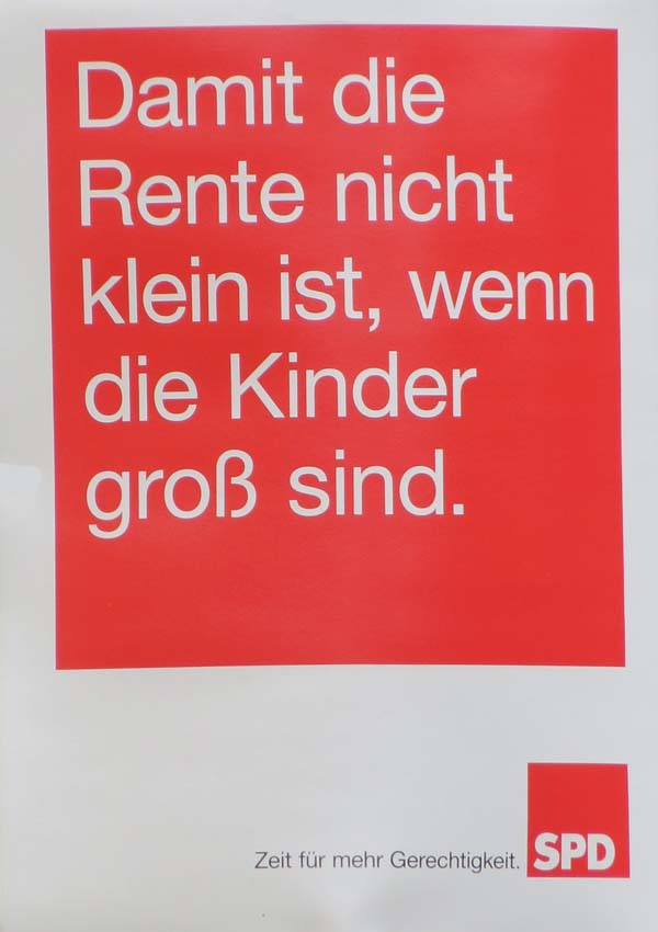 SPD - Damit die Rente nicht klein ist, wenn die Kinder groß sind.