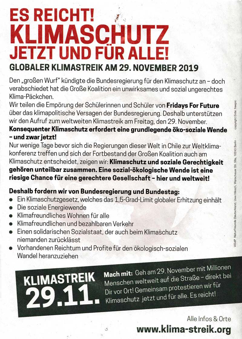 Klimastreik am 29. November 2019, Seite 2