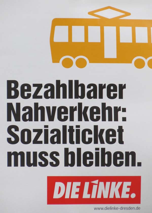 Linke - Bezahlbarer Nahverkehr: Sozialticket muss bleiben.