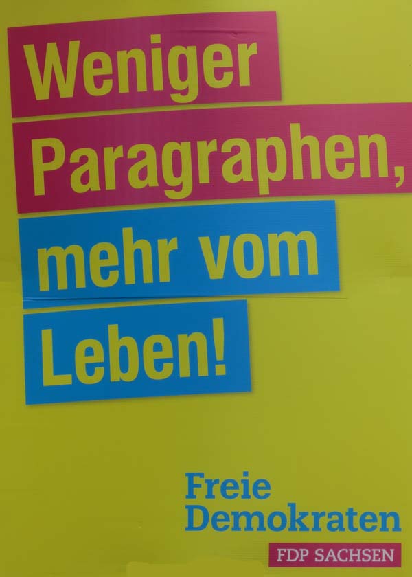 FDP - Weniger Paragraphen, mehr vom Leben!