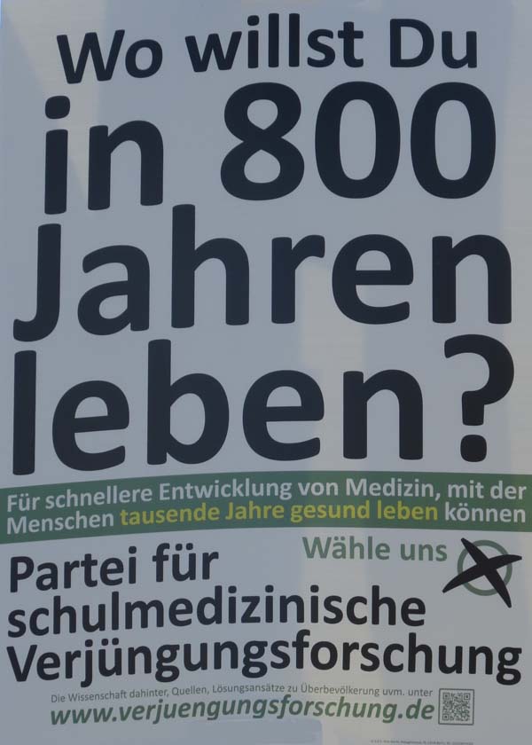 Partei für schulmedizinische Verjüngungsforschung: Wo willst ...