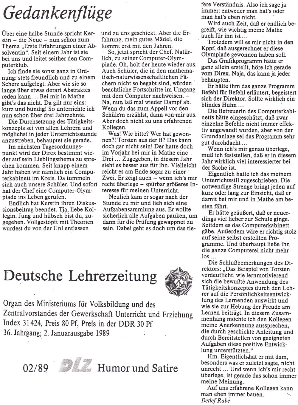 ein Artikel in der Lehrerzeitung: Höhenflüge