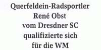 René Obst qualifizierte sich für die Querfeldein-WM