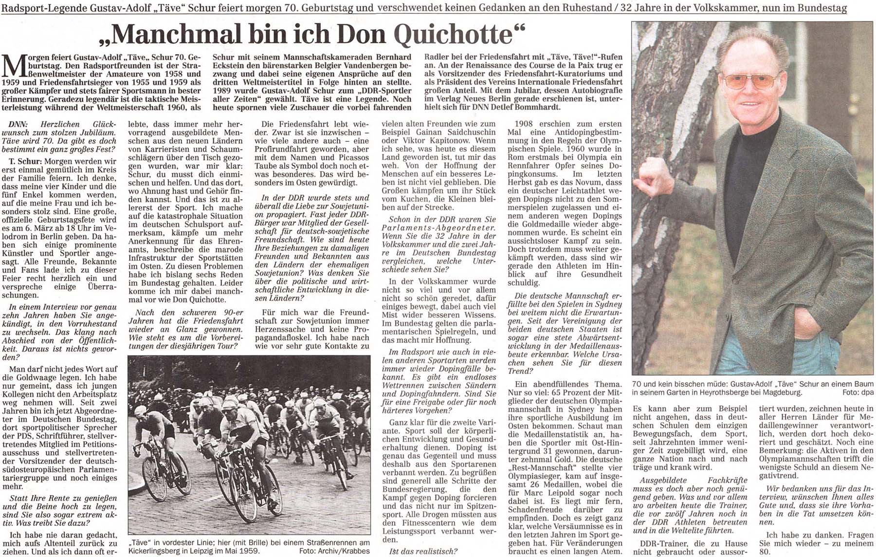 Interview mit Täve Schur: Manchmal bin ich Don Quichote