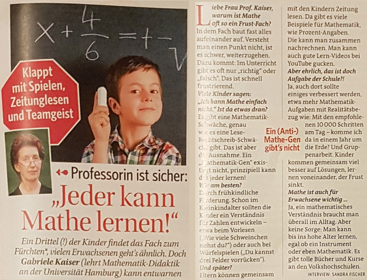 Artikel in der ´Bild der Frau´, Heft 3 vom Januar 2023