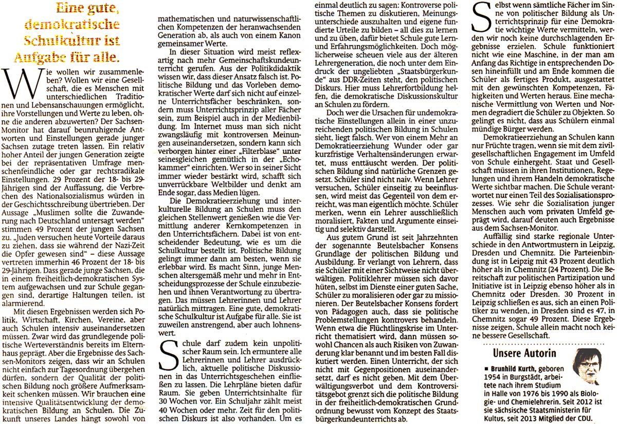 Artikel in der Schsischen Zeitung vom 10. Dezember 2016