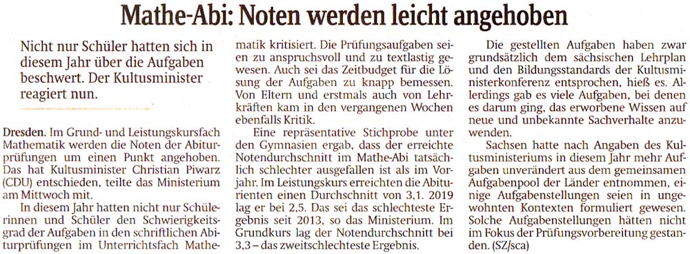 Artikel in der ´Sächsischen Zeitung´ vom 25. Juni 2020, Seite 6