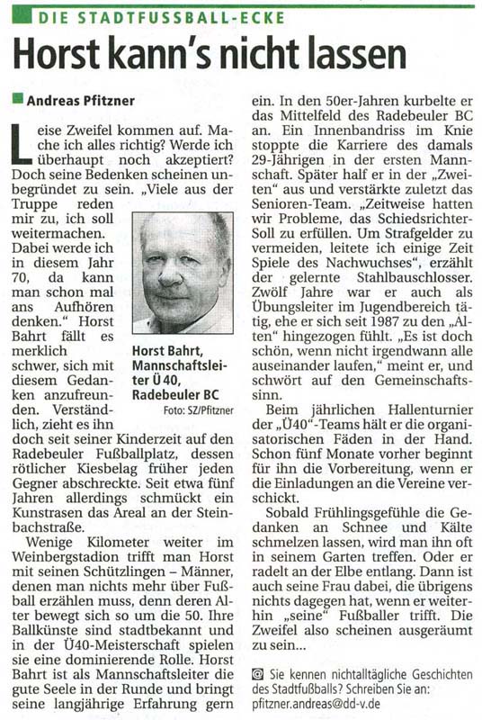 Artikel in der SZ vom 7. März 2006 über Horst Bahrt