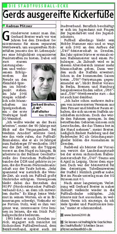 Artikel in der SZ vom 28. Februar 2006 über Gerd Breiter