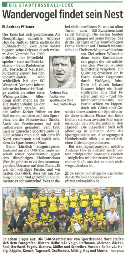 Artikel in der SZ vom 10. Juli 2007 über Andreas Hoy
