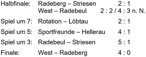 Halbfinale und Platzierungsspiele der Hallenmeisterschaft am 10.2.2007