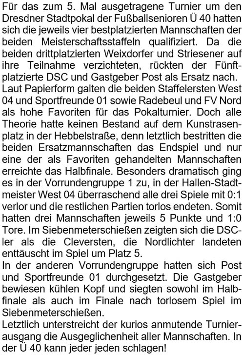 Text zum Pokalturnier am 15. Juni 2007