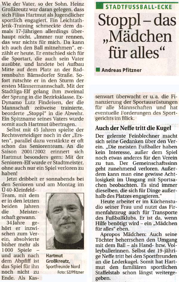 Artikel in der SZ vom 12. Februar 2008 über Hartmut Großkreutz