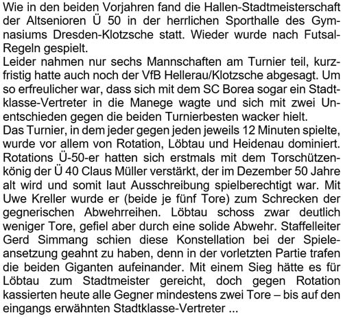 Text zur Hallen-Stadtmeisterschaft 2017 der Altsenioren Ü 50