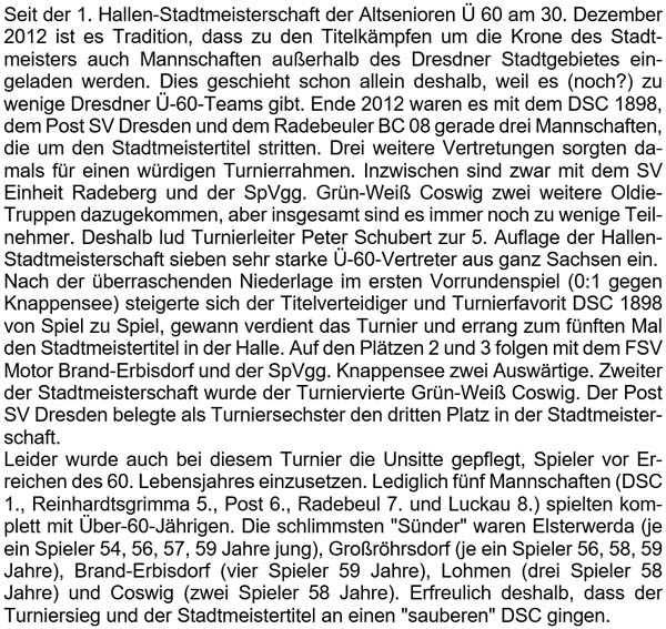 Text zur Ü60-Hallenmeisterschaft am 7.1.2017