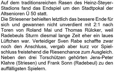 Text zum Ü50-Endspiel am 15. Juni 2018