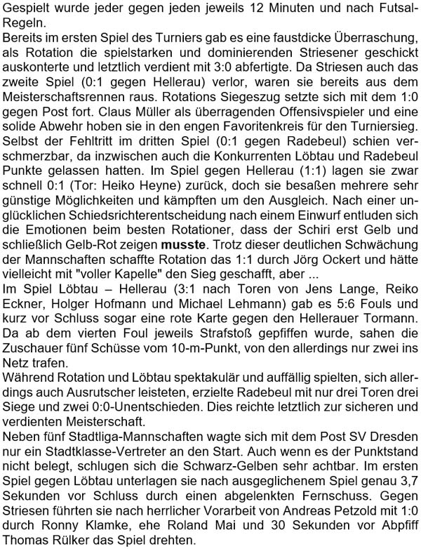 Text zur Stadtmeisterschaft der Altsenioren Ü 50 am 13.1.2019