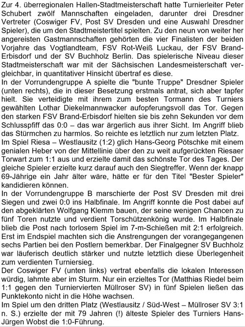 Text zur Stadtmeisterschaft der Altsenioren Ü 70 am 13.1.2019