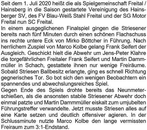 Text zum Ü40-Endspiel am 4. Juli 2020