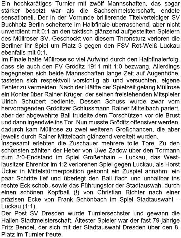 Text zum Turnier am 5. Januar 2020