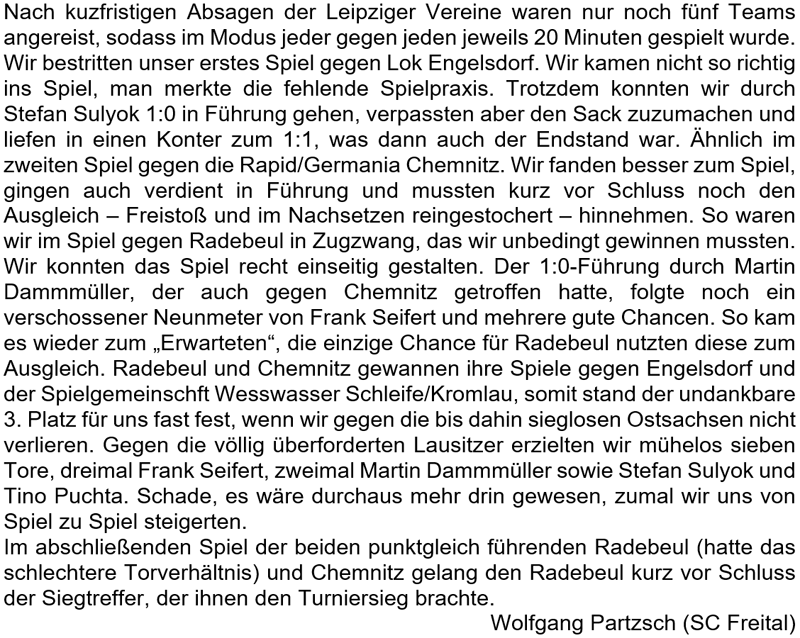 der Text zur Sächsischen Landesmeisterschaft der Altsenioren Ü 40 am 11.9.2021