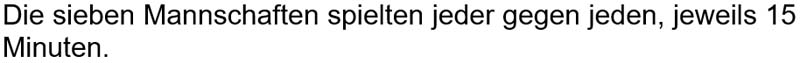 Die sieben Mannschaften spielten jeder gegen jeden, jeweils 15 Minuten.