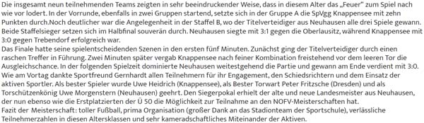 Test zur Sächsischen Landesmeisterschaft der Altsenioren Ü 60 am 7. Mai 2023