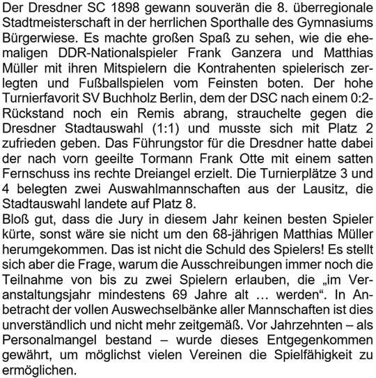 Text zur Ü70-Hallenmeisterschaft am 21.1.2023