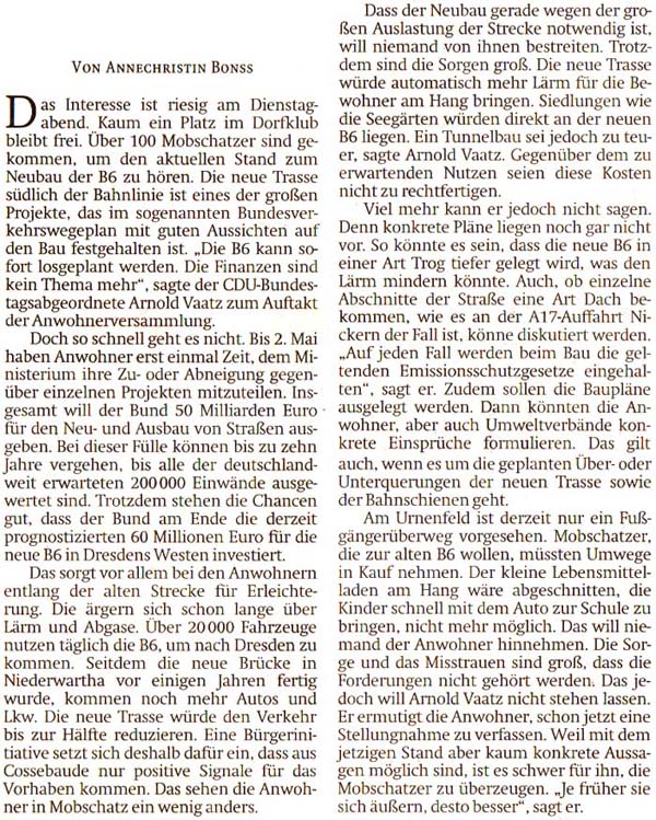 Artikel in der ´Sächsischen Zeitung´ vom 7. April 2016