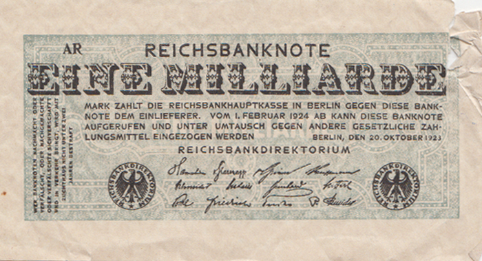Eine-Milliarde-Reichsbanknote vom 20. Oktober 1923