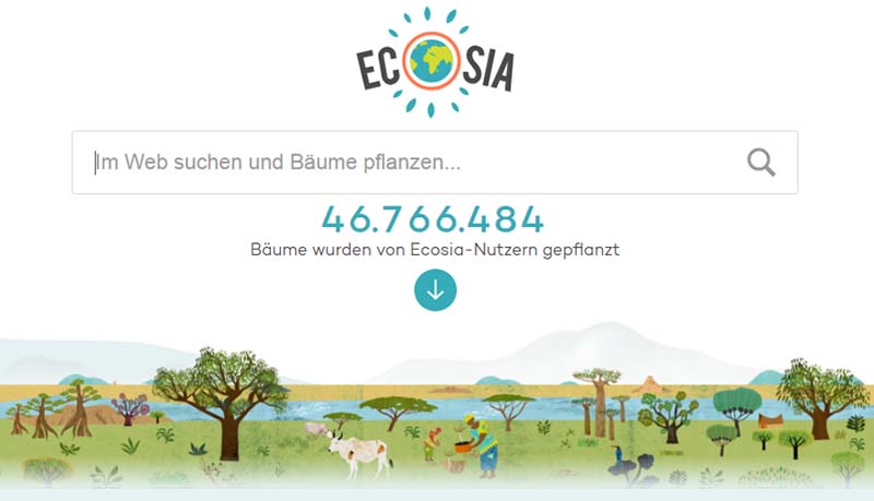 die Suchmaschine Ecosia